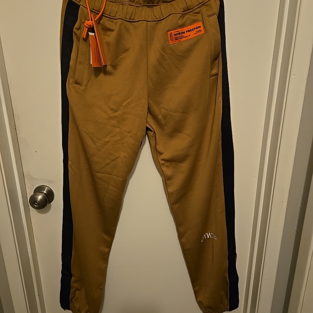 Heron Preston track Tabacco brown pants